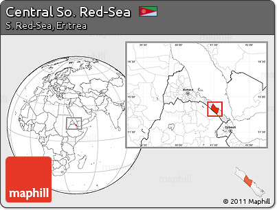Blank Location Map of Central So. Red-Sea, highlighted parent region, within the entire country