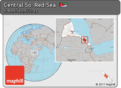 Gray Location Map of Central So. Red-Sea, highlighted country
