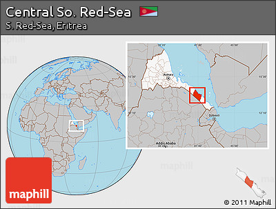 Gray Location Map of Central So. Red-Sea, highlighted country