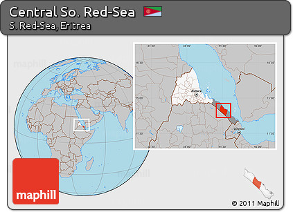 Gray Location Map of Central So. Red-Sea, highlighted country, highlighted parent region, within the entire country