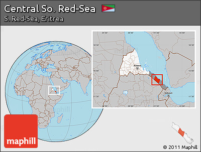 Gray Location Map of Central So. Red-Sea, highlighted country, highlighted parent region, within the entire country
