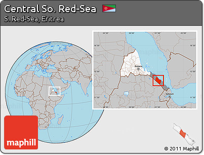Gray Location Map of Central So. Red-Sea, highlighted country, highlighted parent region, within the entire country