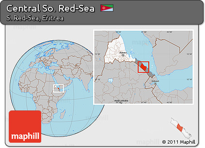 Gray Location Map of Central So. Red-Sea, highlighted country, highlighted parent region
