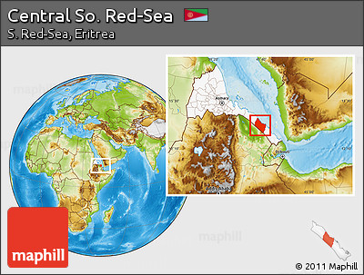 Physical Location Map of Central So. Red-Sea, highlighted country
