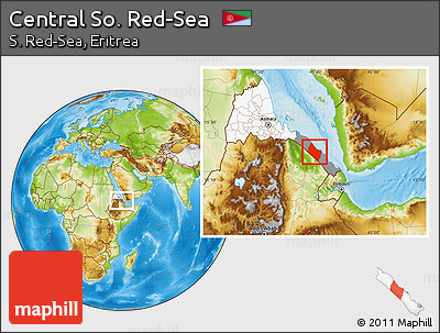 Physical Location Map of Central So. Red-Sea, highlighted country, highlighted parent region