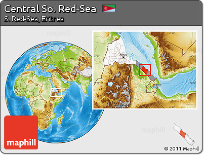 Physical Location Map of Central So. Red-Sea, highlighted country, highlighted parent region