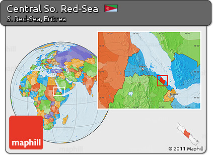 Political Location Map of Central So. Red-Sea, within the entire country