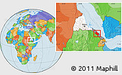 Political Location Map of Central So. Red-Sea, highlighted country, highlighted parent region, within the entire country