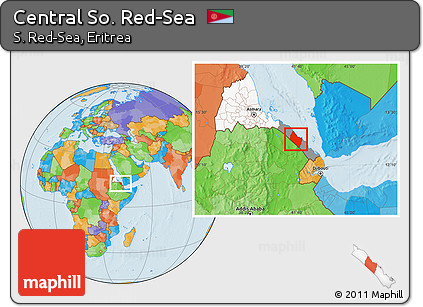 Political Location Map of Central So. Red-Sea, highlighted country, highlighted parent region