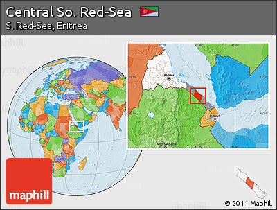Political Location Map of Central So. Red-Sea, highlighted country, highlighted parent region