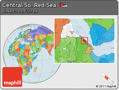 Political Location Map of Central So. Red-Sea, highlighted country, highlighted parent region
