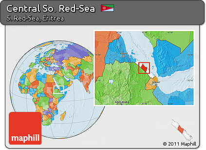 Political Location Map of Central So. Red-Sea, highlighted parent region