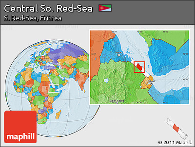 Political Location Map of Central So. Red-Sea, highlighted parent region