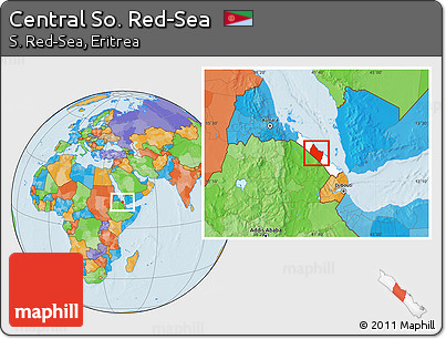Political Location Map of Central So. Red-Sea, highlighted parent region