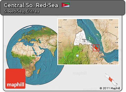 Satellite Location Map of Central So. Red-Sea, highlighted country, highlighted parent region, within the entire country