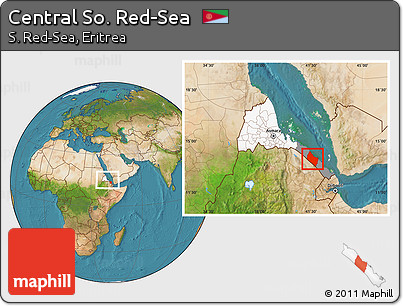 Satellite Location Map of Central So. Red-Sea, highlighted country, highlighted parent region, within the entire country