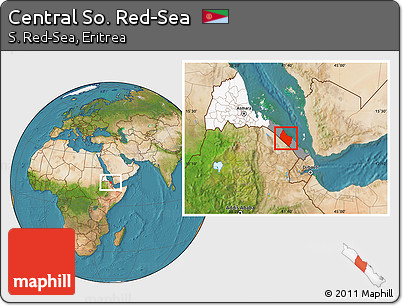 Satellite Location Map of Central So. Red-Sea, highlighted country, highlighted parent region