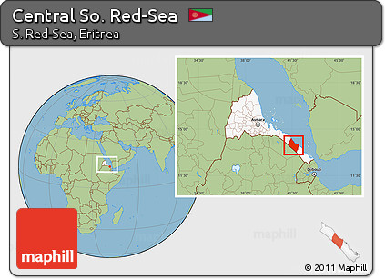 Savanna Style Location Map of Central So. Red-Sea, highlighted country, within the entire country