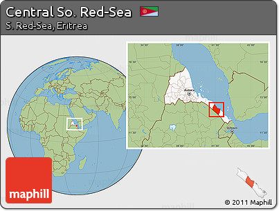 Savanna Style Location Map of Central So. Red-Sea, highlighted country, within the entire country