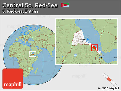 Savanna Style Location Map of Central So. Red-Sea, highlighted country, within the entire country