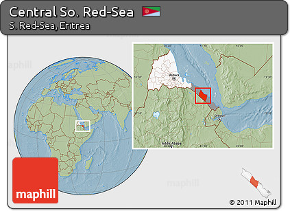 Savanna Style Location Map of Central So. Red-Sea, highlighted country, highlighted parent region, hill shading