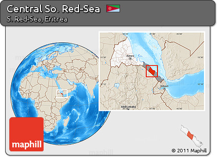 Shaded Relief Location Map of Central So. Red-Sea, highlighted country, highlighted parent region
