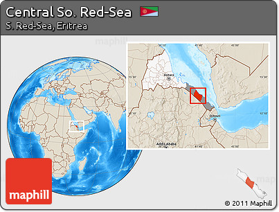 Shaded Relief Location Map of Central So. Red-Sea, highlighted country, highlighted parent region