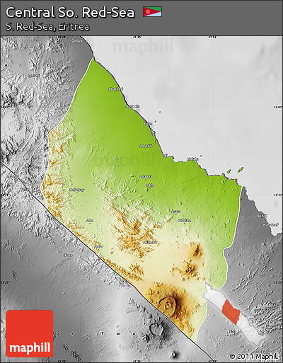 Physical Map of Central So. Red-Sea, desaturated