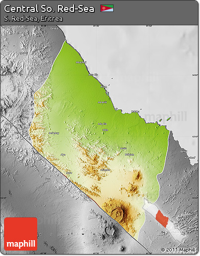 Physical Map of Central So. Red-Sea, desaturated