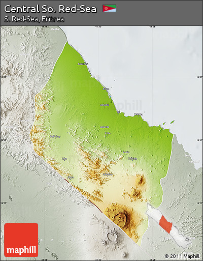 Physical Map of Central So. Red-Sea, lighten, semi-desaturated