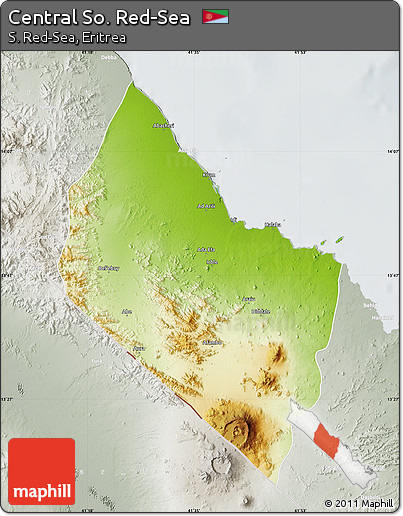 Physical Map of Central So. Red-Sea, lighten, semi-desaturated