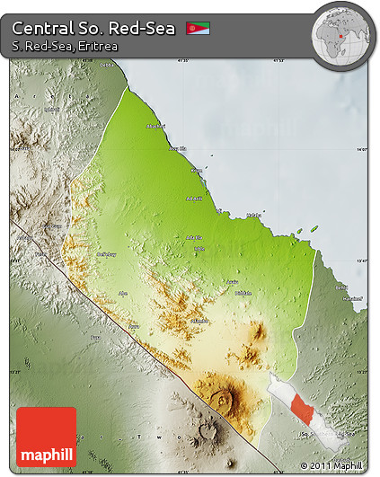 Physical Map of Central So. Red-Sea, semi-desaturated