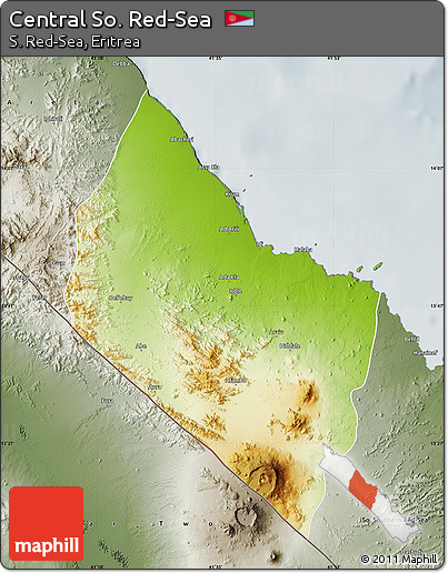 Physical Map of Central So. Red-Sea, semi-desaturated