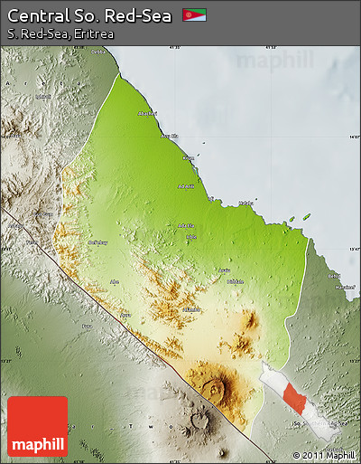 Physical Map of Central So. Red-Sea, semi-desaturated