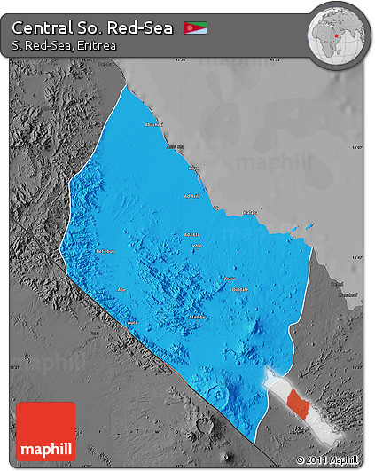 Political Map of Central So. Red-Sea, darken, desaturated