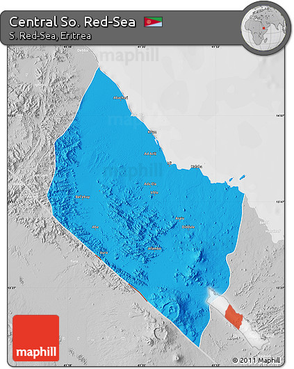 Political Map of Central So. Red-Sea, lighten, desaturated