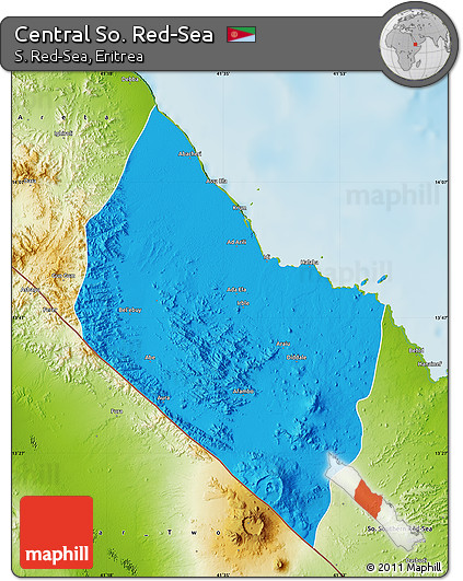 Political Map of Central So. Red-Sea, physical outside