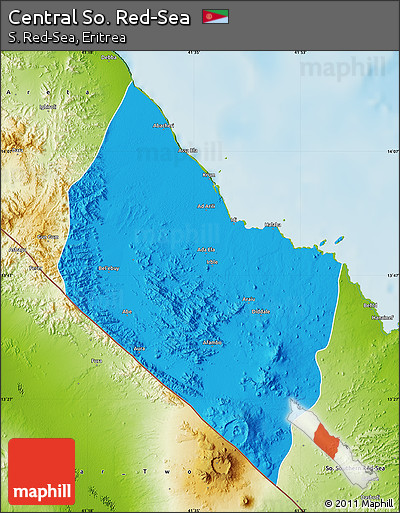 Political Map of Central So. Red-Sea, physical outside