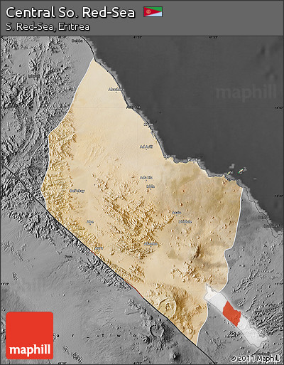 Satellite Map of Central So. Red-Sea, darken, desaturated