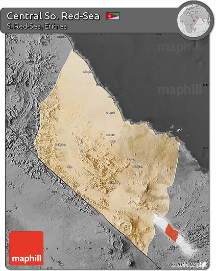Satellite Map of Central So. Red-Sea, darken, desaturated