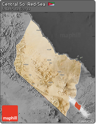Satellite Map of Central So. Red-Sea, darken, desaturated
