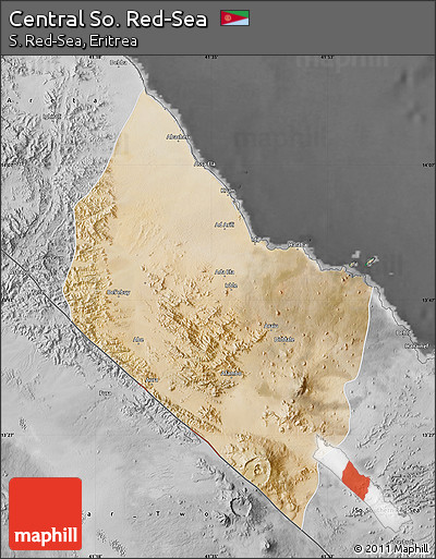 Satellite Map of Central So. Red-Sea, desaturated