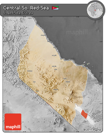 Satellite Map of Central So. Red-Sea, desaturated