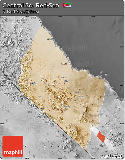 Satellite Map of Central So. Red-Sea, desaturated