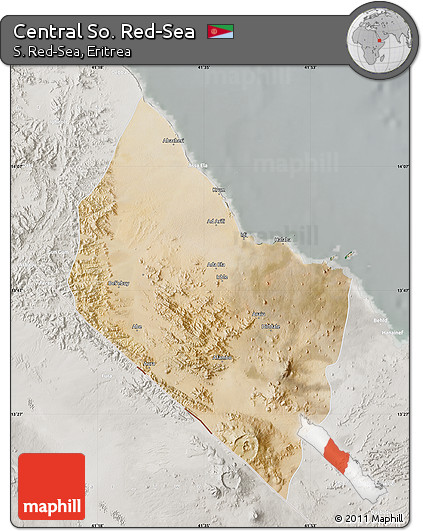 Satellite Map of Central So. Red-Sea, lighten, semi-desaturated
