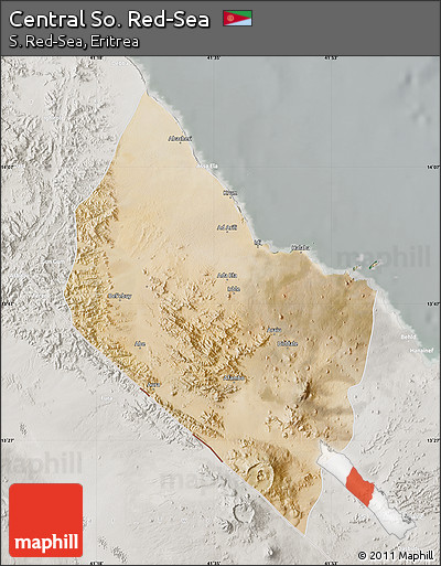 Satellite Map of Central So. Red-Sea, lighten, semi-desaturated