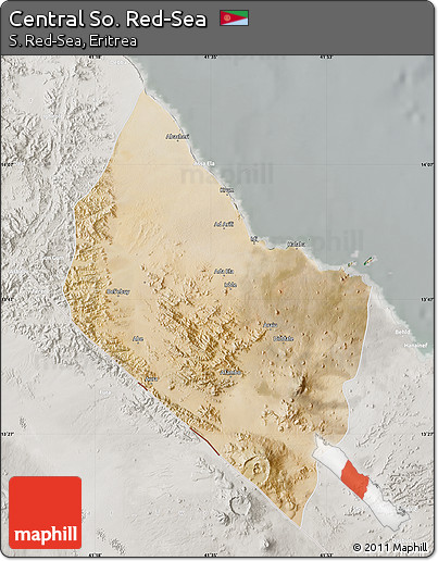 Satellite Map of Central So. Red-Sea, lighten, semi-desaturated