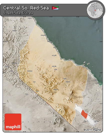Satellite Map of Central So. Red-Sea, semi-desaturated