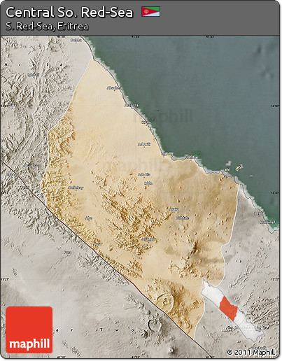 Satellite Map of Central So. Red-Sea, semi-desaturated
