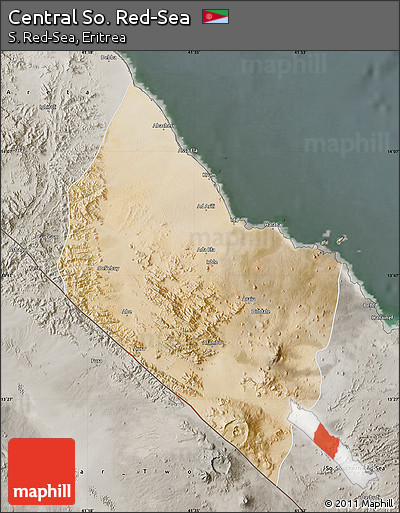 Satellite Map of Central So. Red-Sea, semi-desaturated